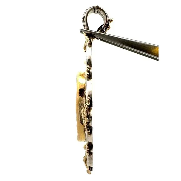 Designer Konstantino 925 Sterling Silver 18k Gold Mother of Pearl Cross Pendant - Picture 3 of 12